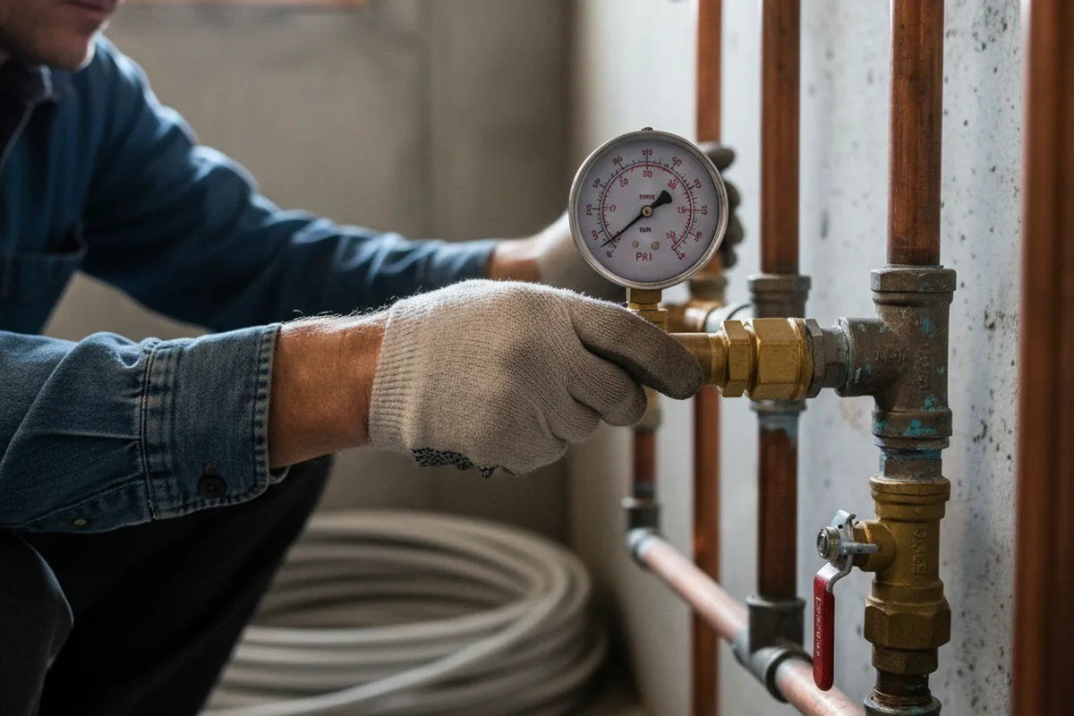 Pressure testing a repaired line during Water Line Repair in Rockfield